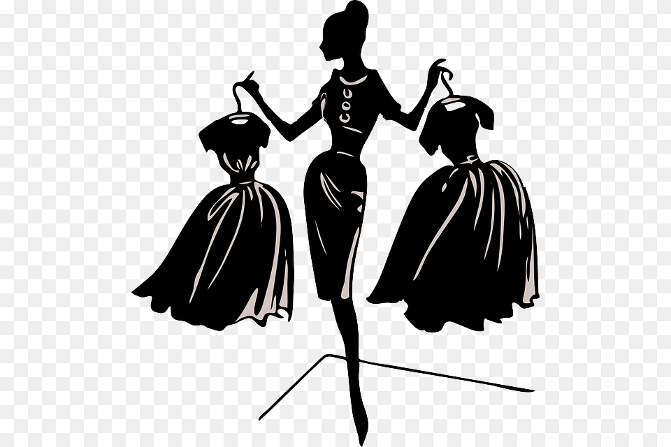 Black Model Slim Thin Two Lady Silhouette Design Fashion Clip Art, Dancing, Leisure Activities, Person, Adult Free Png