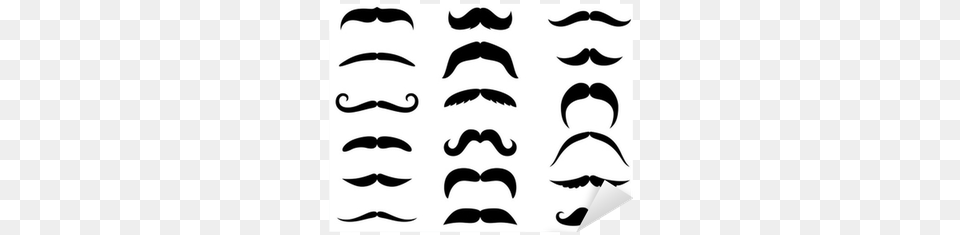 Black Mustaches Cartoon, Face, Head, Mustache, Person Png Image