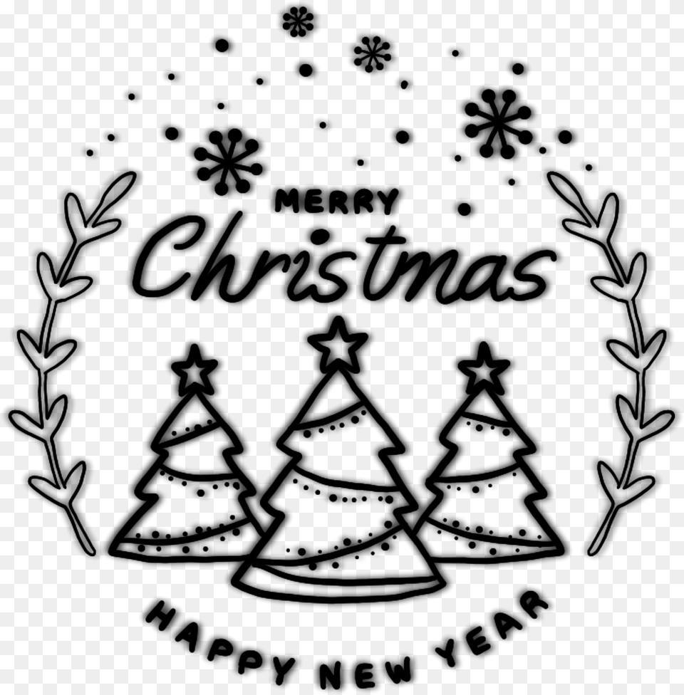 Black Neon Christmas Newyear Merychristmas 2019 Christmas Tree, Gray Free Png