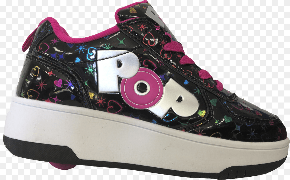 Black Neon Pink Hearts Size 3 Sneakers Free Png Download