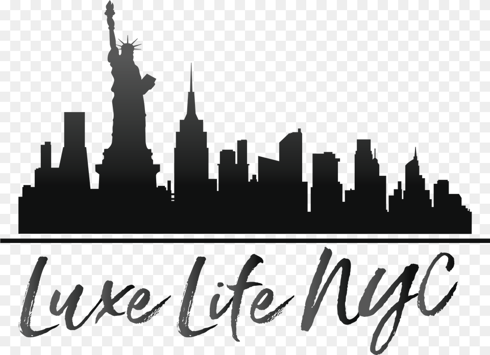 Black New York City Skyline, Text, People, Person, Silhouette Free Png Download