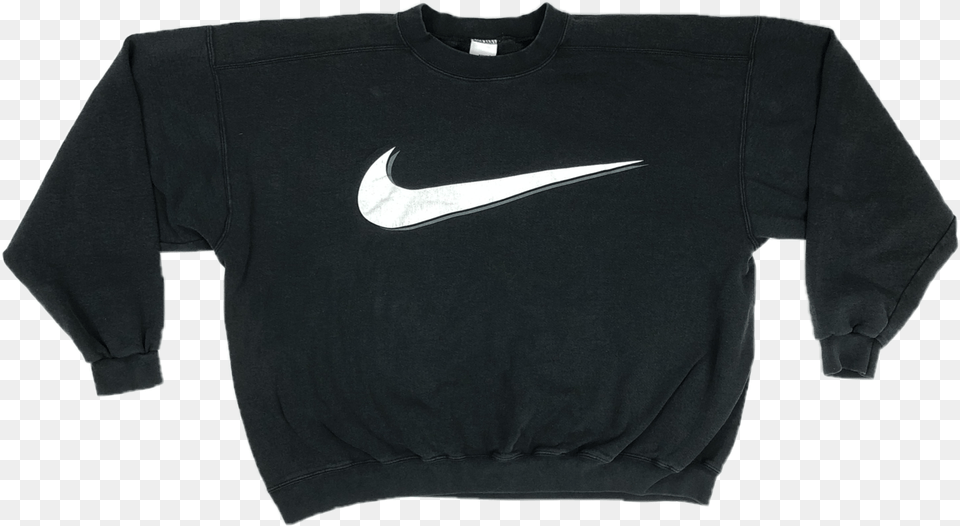 Black Nike Big Swoosh Crewneck Nike Big Swoosh Crewneck, Clothing, Knitwear, Long Sleeve, Sleeve Png Image