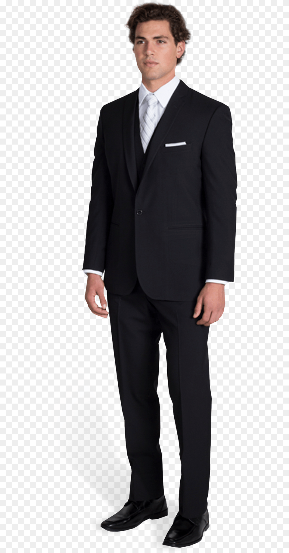 Black Notch Lapel Suit With Silver Tie Black Stacy Adams Suits, Tuxedo, Formal Wear, Clothing, Adult Free Transparent Png