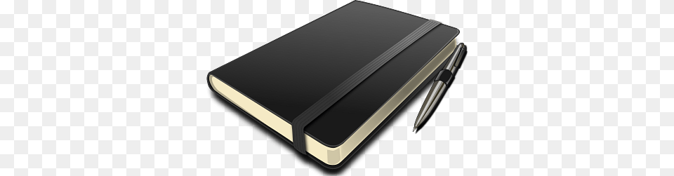 Black Notebook And Pen Clipart, Book, Diary, Publication Png Image