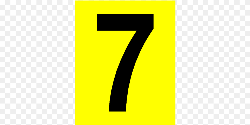 Black Number Seven Yellow Background, Symbol, Text Png