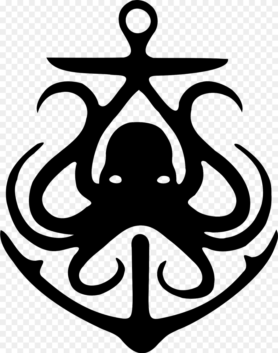 Black Octopus Anchor Clipart, Hardware, Electronics, Hook, Symbol Png