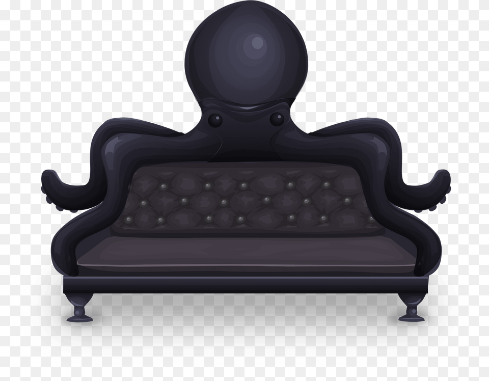 Black Octopus Sofa Clipart, Couch, Furniture, Device, Grass Png Image