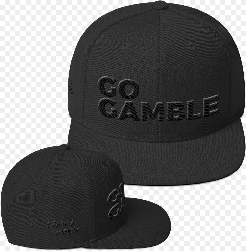 Black On Black Go Gamble Snapback Hat Baseball Cap, Baseball Cap, Clothing Png Image