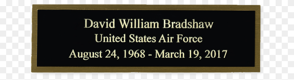Black On Brass Engraved Name Plate Made In Usa Commemorative Plaque, Text Png Image