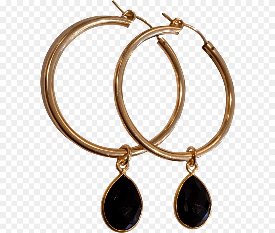 Black Onyx And Gold Hoop Earrings V Bangle, Accessories, Earring, Jewelry, Necklace Free Png Download