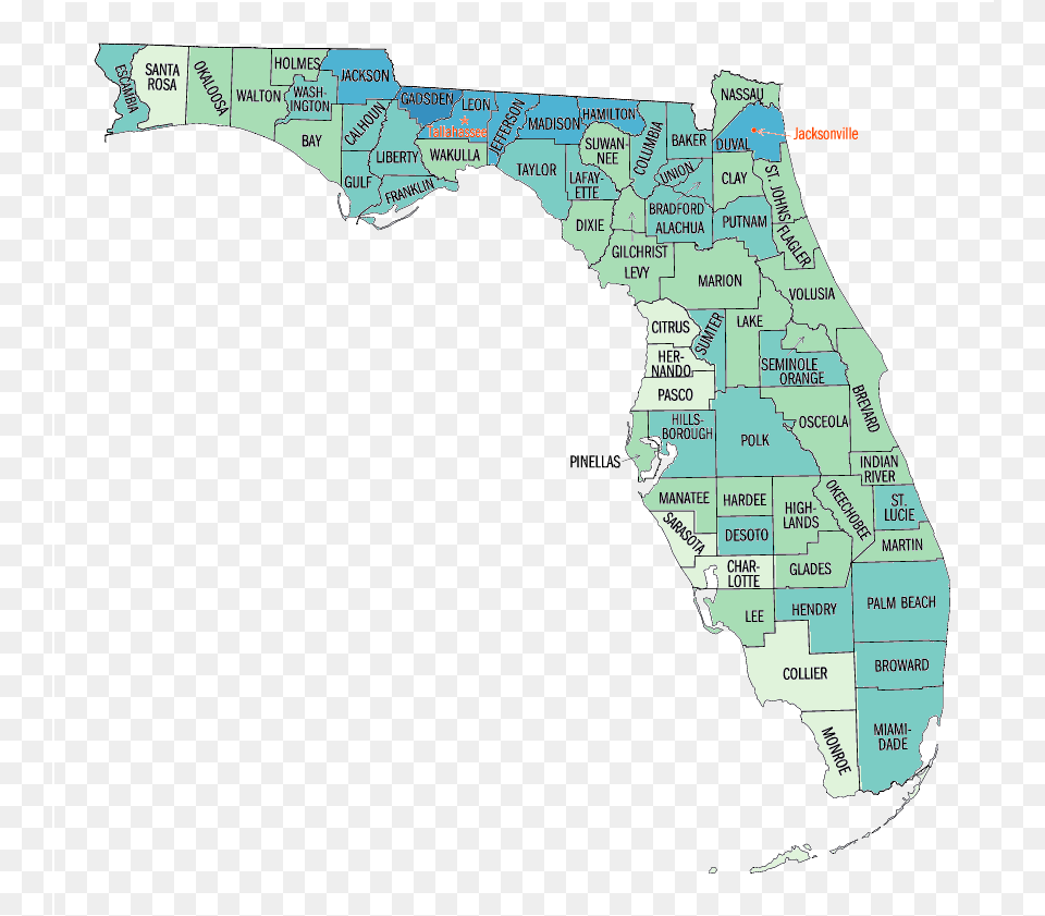 Black Or African American Persons Percent Florida Map By Regions, Chart, Plot, Atlas, Diagram Png