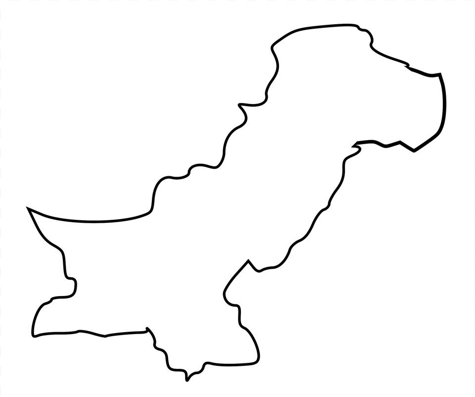 Black Outline Map Of Pakistan Clip Arts Pakistan Cartoon Map, Silhouette, Animal, Kangaroo, Mammal Free Png