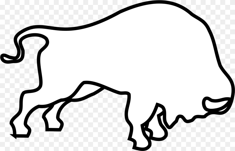 Black Outline Of Bison Clip Art, Animal, Mammal, Wildlife, Buffalo Png Image