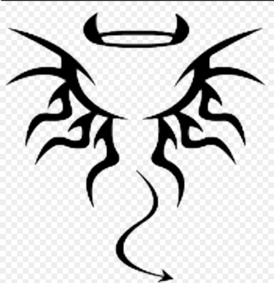 Black Outline Small Devil Tattoo Designs, Emblem, Symbol, Stencil, Animal Png Image