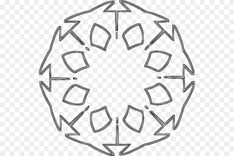 Black Outline White Shapes Rose Window Geometric Window, Outdoors, Symbol, Nature Free Transparent Png