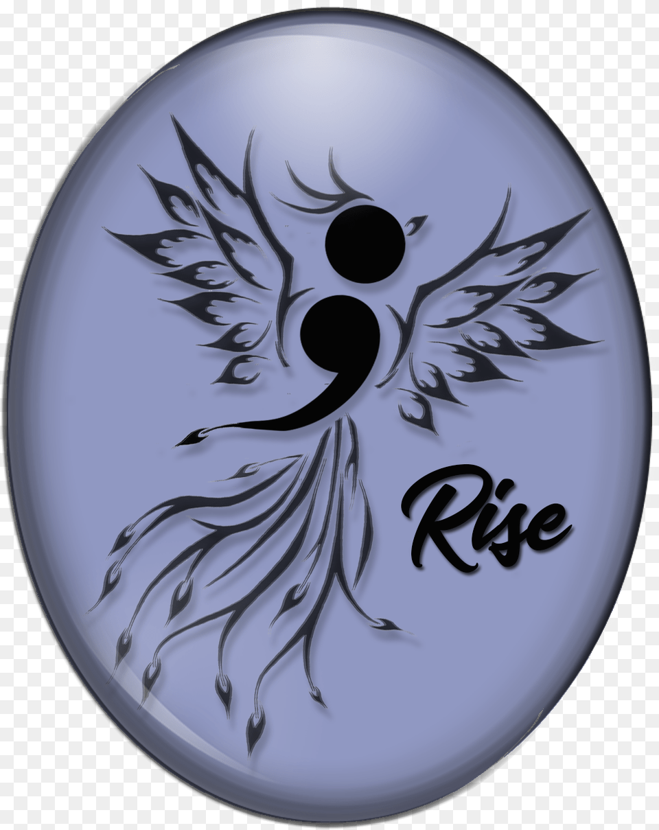 Black Oval With Semicolon Flying Phoenix, Plate, Ball, Bowling, Bowling Ball Free Png Download
