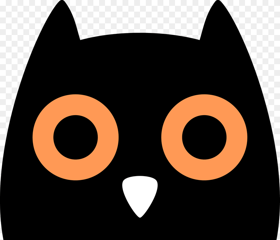 Black Owl Face With Orange Eye Rings Clipart, Animal, Cat, Mammal, Pet Free Png Download