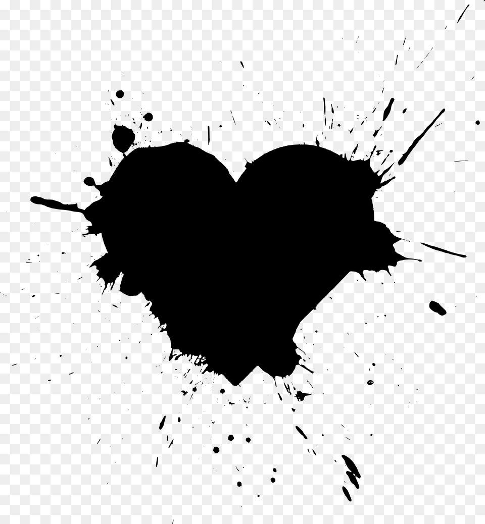 Black Paint Splatter Heart, Gray Free Png Download