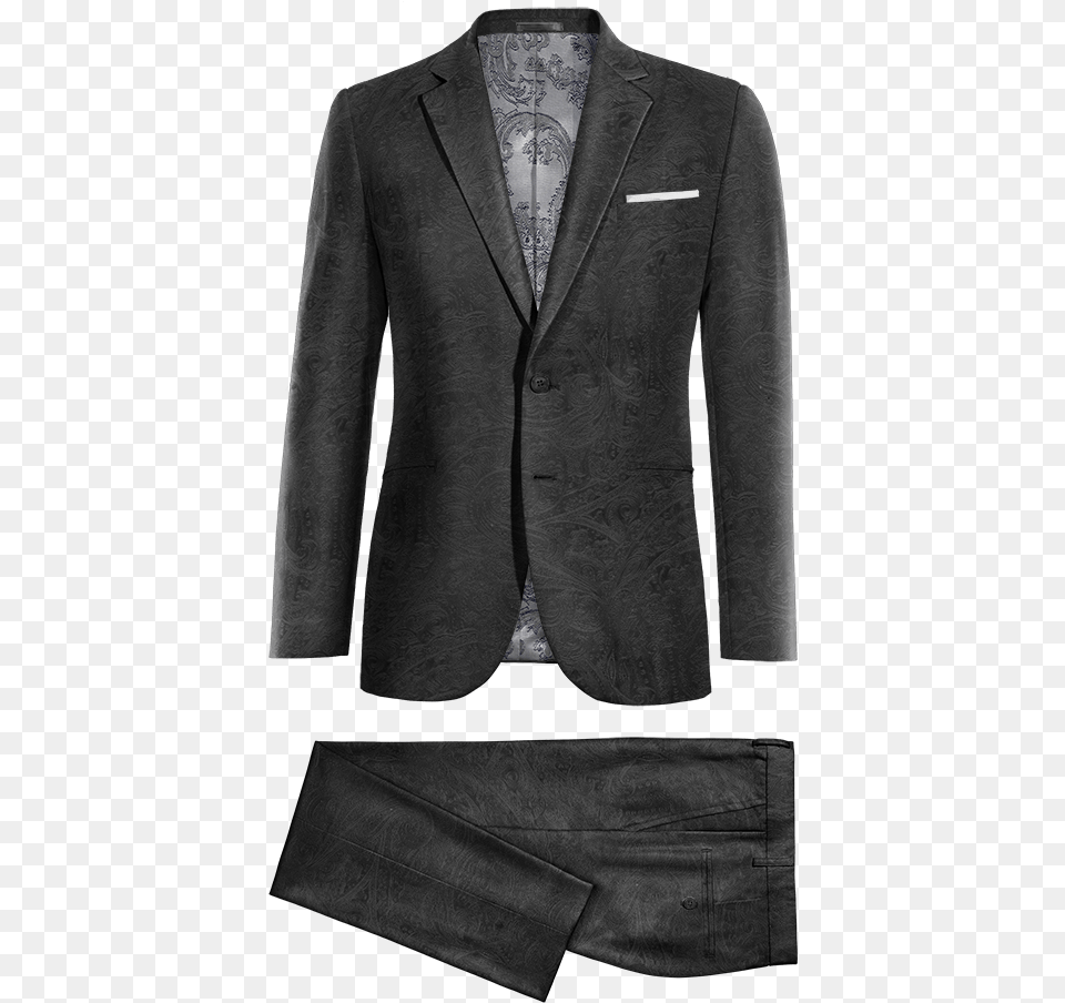 Black Paisley Velvet Suit Saco Vestir Hombre Cuello Mao, Blazer, Clothing, Coat, Formal Wear Png Image