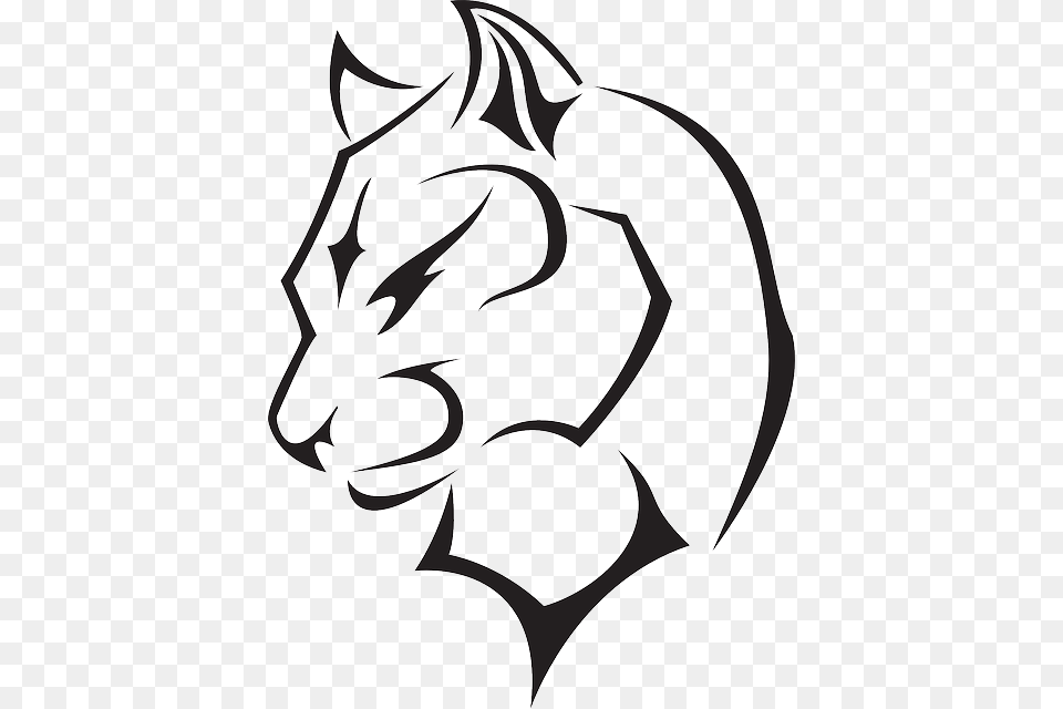 Black Panther Cougar Drawing Clip Art, Stencil, Logo, Animal, Fish Png