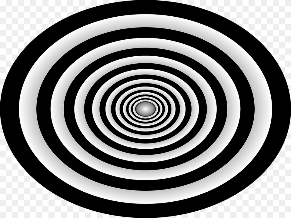 Black Pattern Perspective Psychedelic Retro Tunnel Black White Psychedelic, Coil, Spiral, Disk Png Image