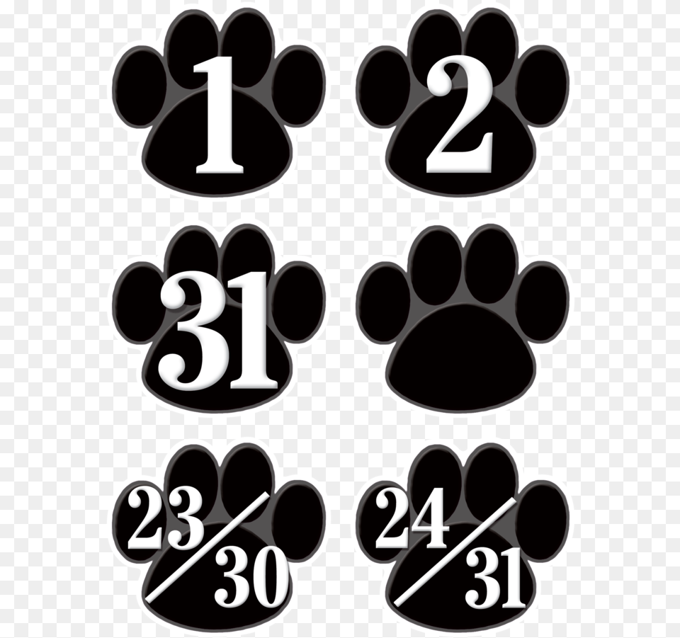 Black Paw Prints Calendar Days Paw Print Calendar Numbers, Number, Symbol, Text, Smoke Pipe Png Image