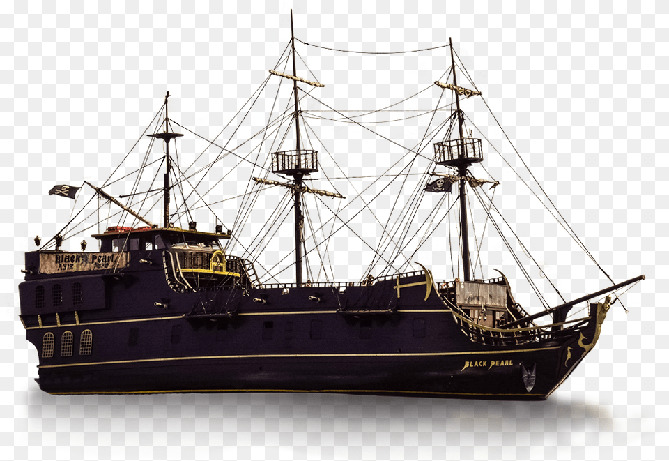 Black Pearl Ship Side View, Boat, Transportation, Vehicle, Watercraft Free Png