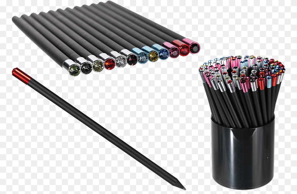 Black Pencil With Swarovski Stone On Metallic Cap Schwarzer Bleistift Mit Glitzerstein, Blade, Dagger, Knife, Weapon Free Png