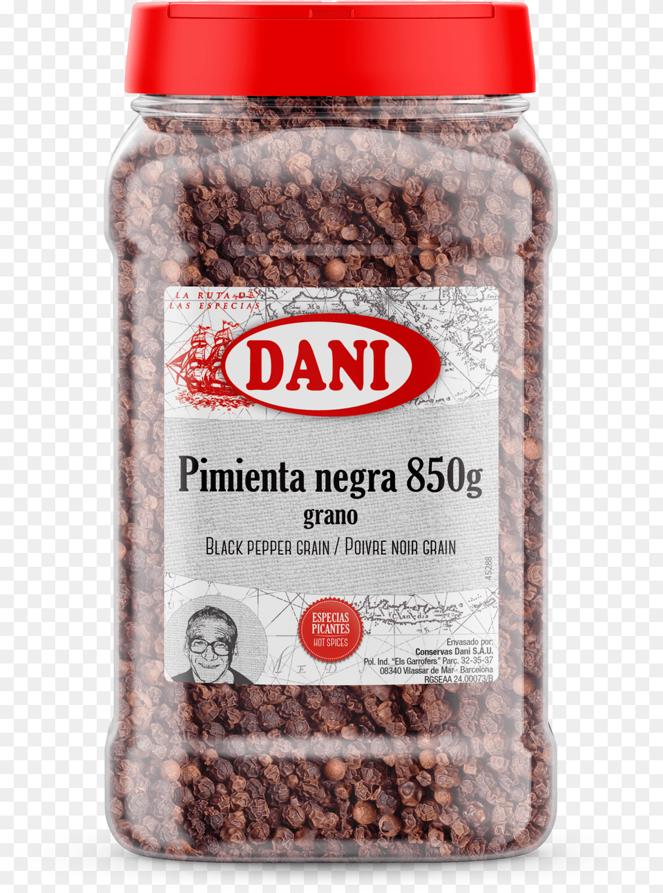 Black Pepper Grain 850g Dani Barcelona Black Pepper, Food, Jar, Mustard, Person Free Transparent Png