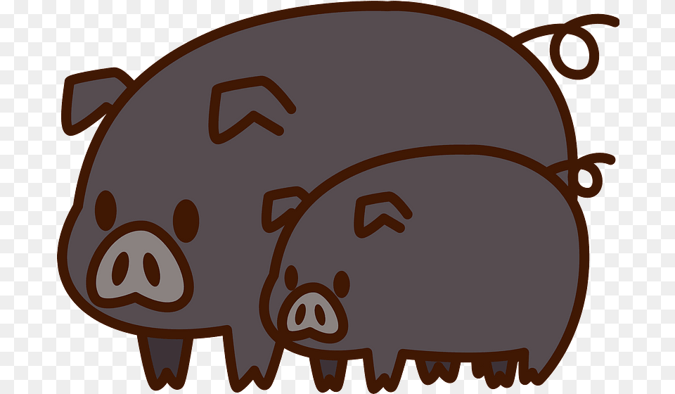 Black Pigs Animal Clipart Pig Cartoon, Hog, Mammal, Boar, Wildlife Png Image