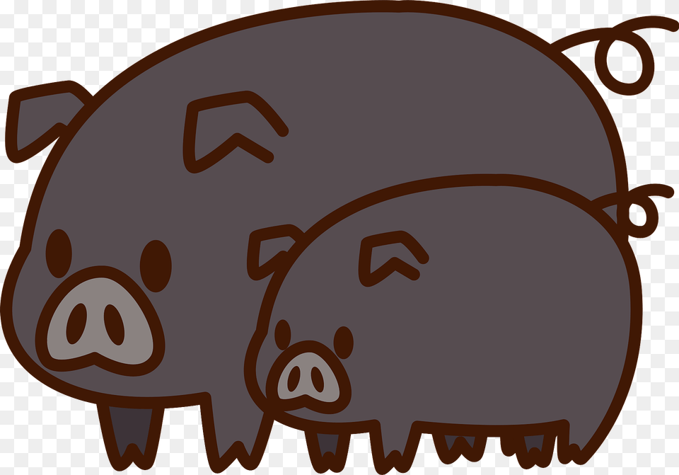 Black Pigs Mother And Baby Clipart, Animal, Hog, Mammal, Pig Png