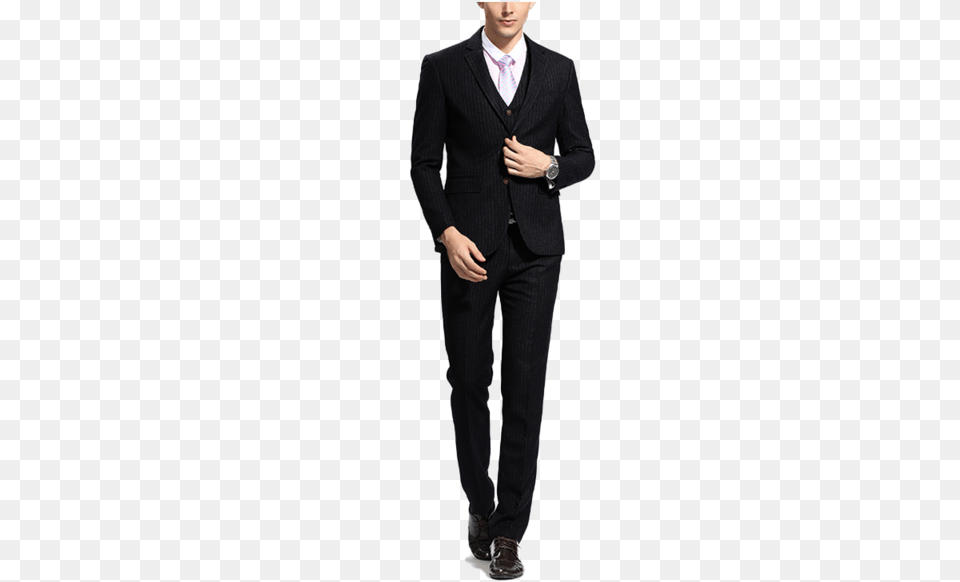 Black Pinstripe Suit Yves Saint Laurent Trajes Hombre, Tuxedo, Clothing, Formal Wear, Person Free Png