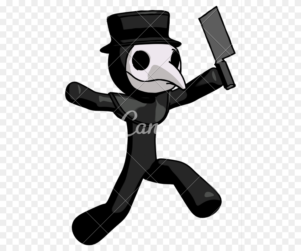 Black Plague Doctor Man Psycho Running With Meat Cleaver, People, Person, Bow, Weapon Free Transparent Png