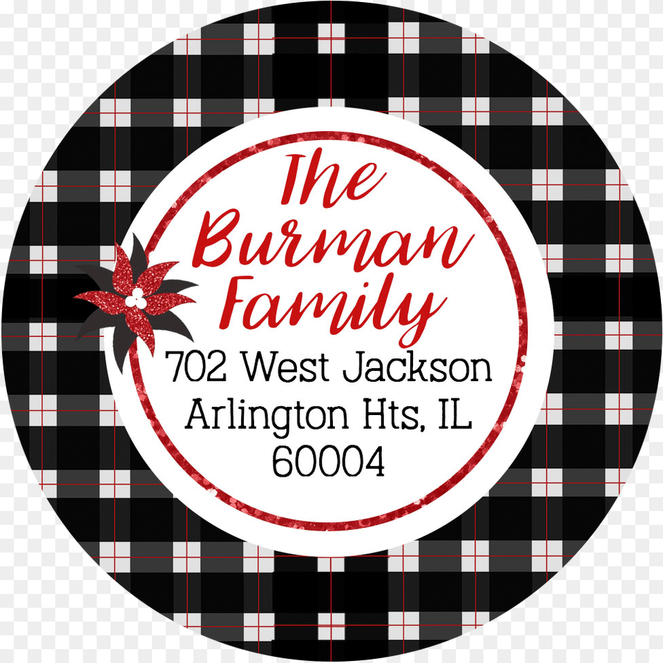 Black Plaid Round Address Label Circle, Tartan Png