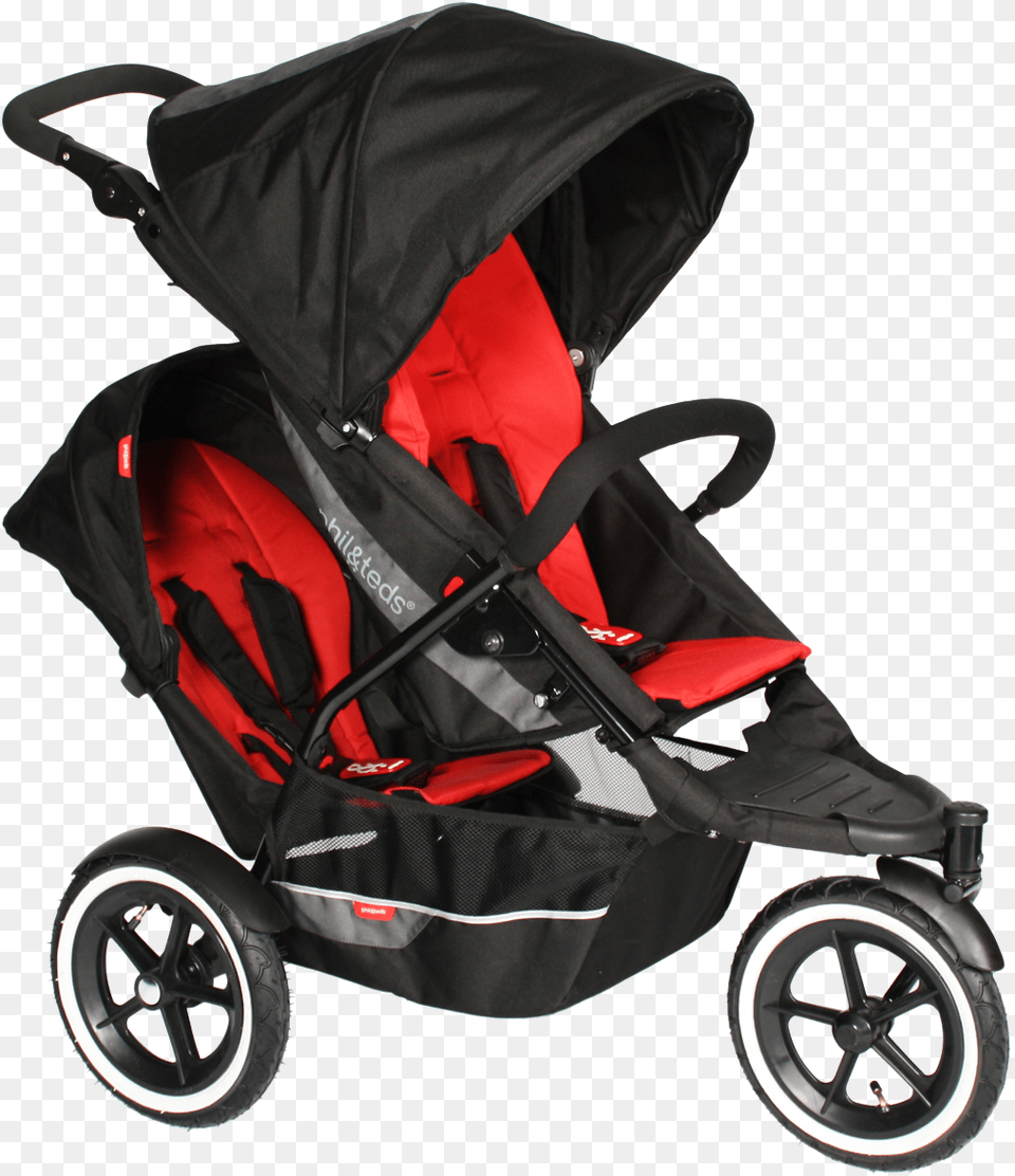 Black Pram Baby Phil And Teds Explorer Double Buggy, Stroller, Machine, Wheel Png Image