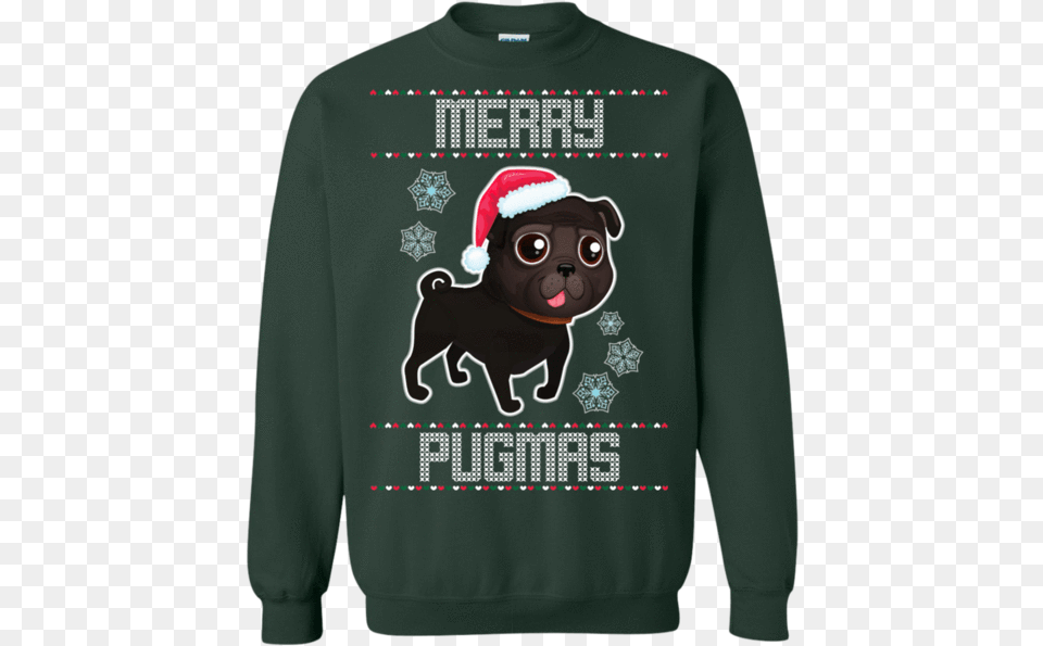 Black Pug Christmas Sweaters Jersey Dragon Ball, Clothing, Hoodie, Knitwear, Sweater Png Image