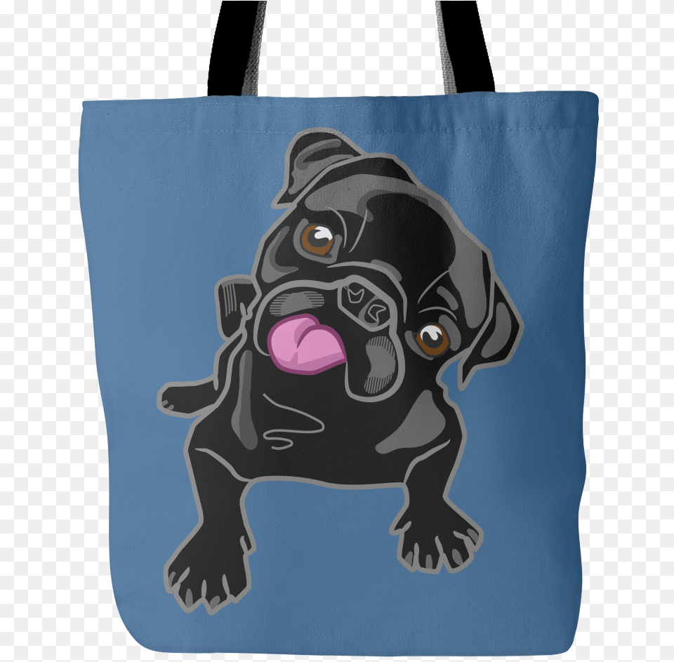 Black Pug Premium Tote Bag Portable Network Graphics, Tote Bag, Handbag, Accessories, Canine Png Image