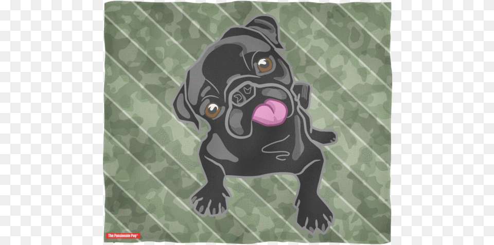 Black Pug Puppy Camo Fleece Blanket Pug, Animal, Canine, Mammal, Pet Png
