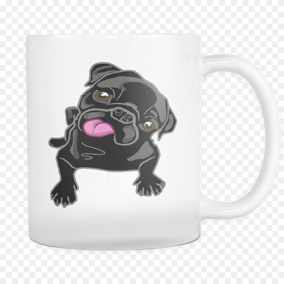 Black Pug Puppy White Mug Stickers De Pug, Cup, Animal, Canine, Mammal Free Transparent Png