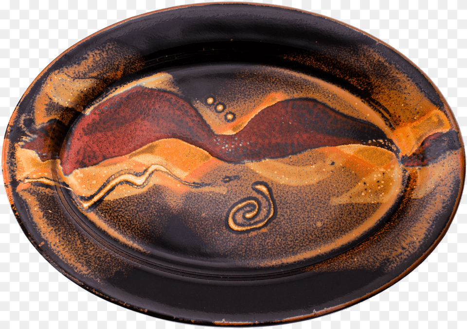 Black Red Brown Oval Plate Handmade Pottery Overhead Ceramic, Dish, Food, Meal, Platter Free Transparent Png