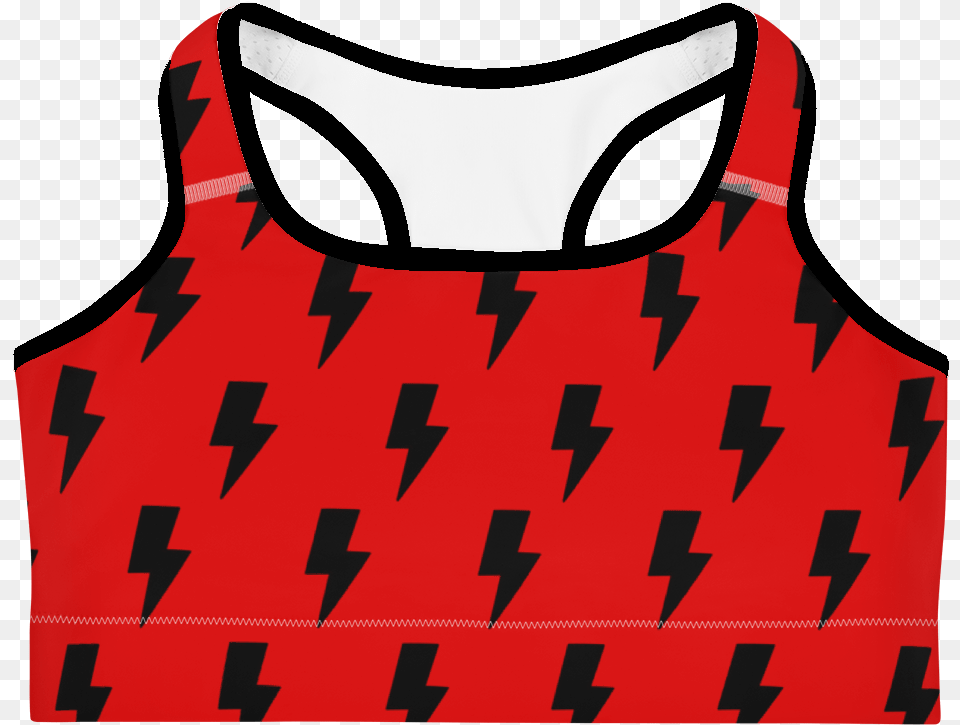 Black Red Lightning Bolts Sports Bra Sports Bra, Clothing, Tank Top, Person Png Image
