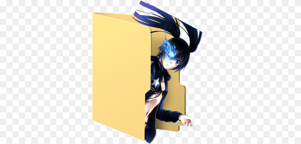 Black Rock Shooter Folder Icon Animated Folder Icon, Book, Comics, Publication, Adult Free Png Download