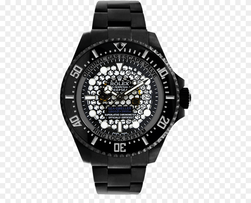 Black Rolex Deep Sea, Arm, Body Part, Person, Wristwatch Free Transparent Png