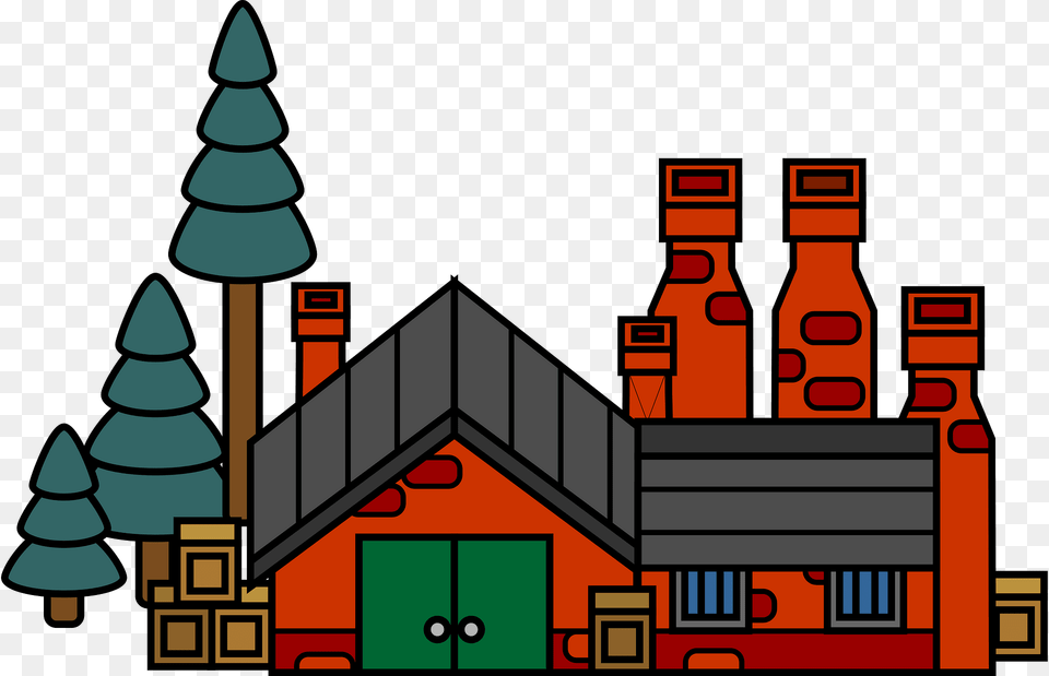 Black Roof Red House Clipart, Neighborhood, Architecture, Building, Factory Png Image