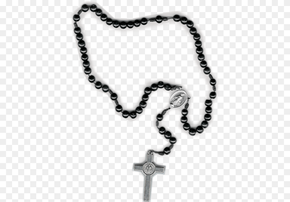 Black Rosary With Benedictine Crucifix Music, Accessories, Symbol, Cross, Bead Free Png Download