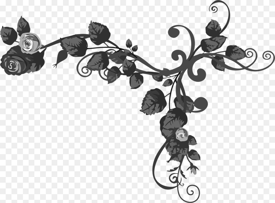 Black Rose Computer Icons Black And White Rose Transparent Leaf Black And White, Art, Floral Design, Graphics, Pattern Free Png Download