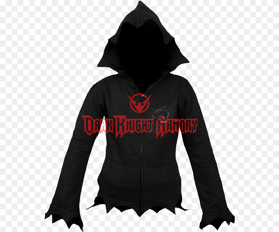 Black Rose Dew Gothic Zipped Hoodie Pointy Hoodie, Clothing, Hood, Knitwear, Sweater Free Transparent Png