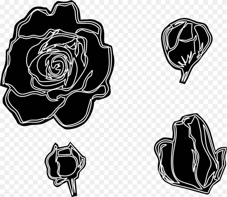 Black Rose Petals, Flower, Plant, Stencil, Art Png