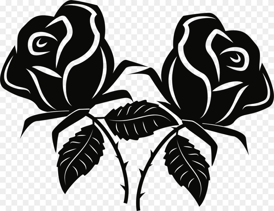 Black Rose Sticker Download Corel Cc0 Rose Flower Vector Black And White, Leaf, Plant, Art, Person Free Transparent Png