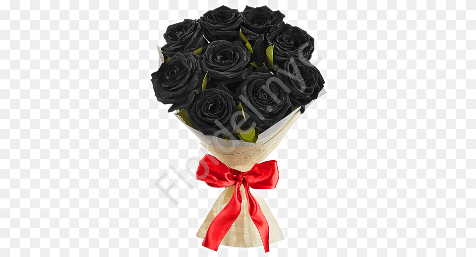 Black Roses With Red Bow Delivery In Nyc By Flordel Lovely, Rose, Flower, Flower Arrangement, Flower Bouquet Png Image